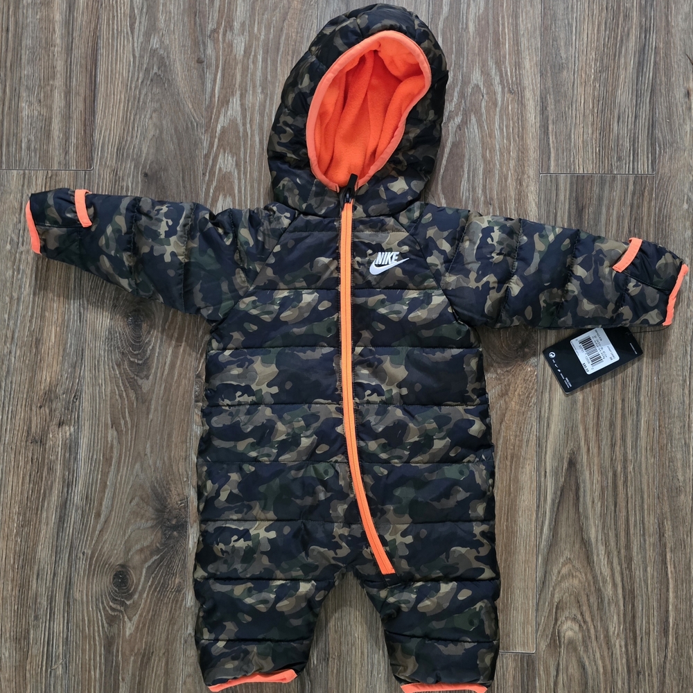 Nike Camo Baby Snowsuit with Orange Accents